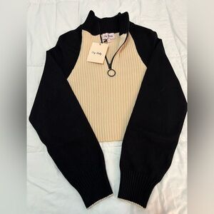 Cry Baby Cropped Sweater (beige & black)